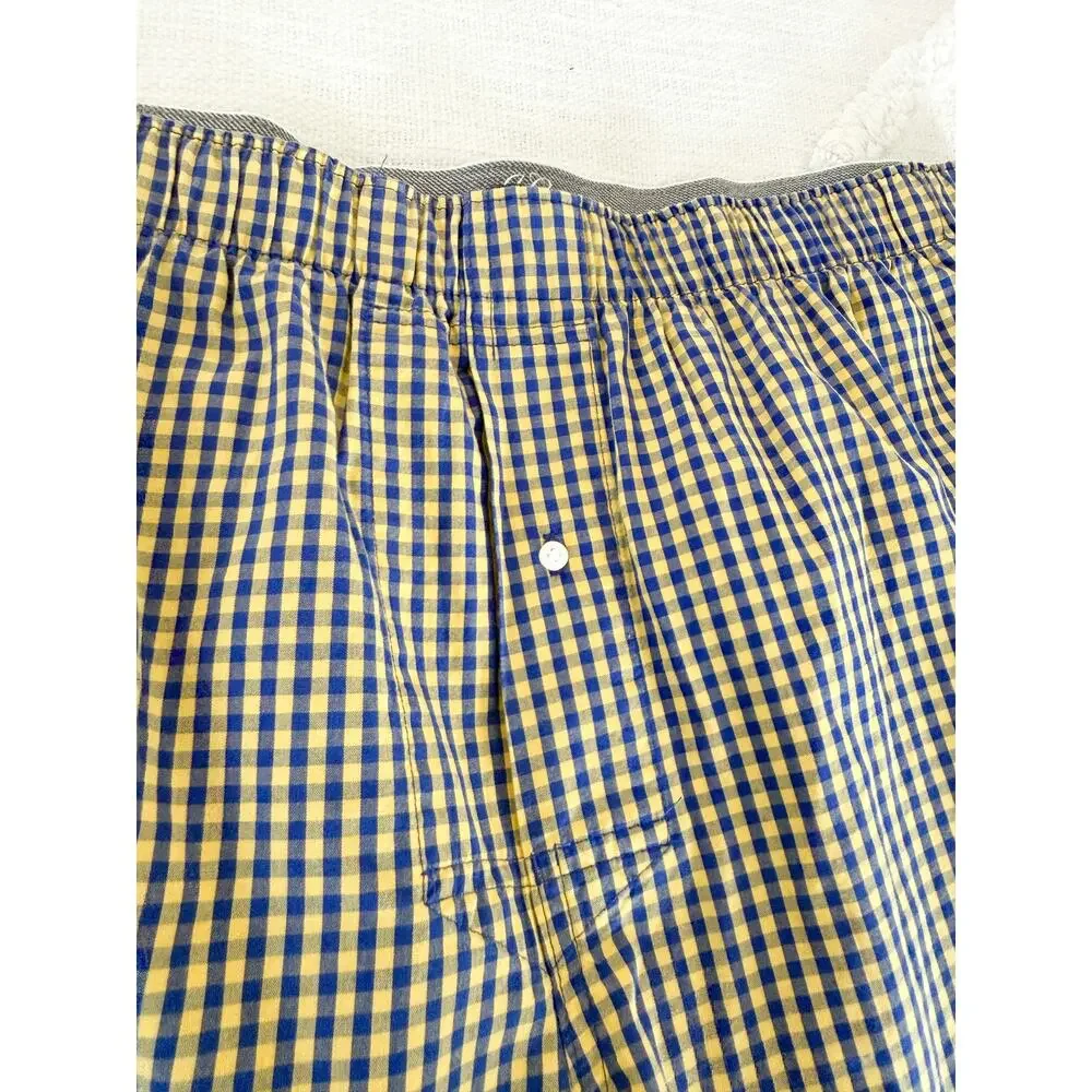 J.Crew | NWT Blue Yellow Gingham Cotton Boxers | Men’s Size L